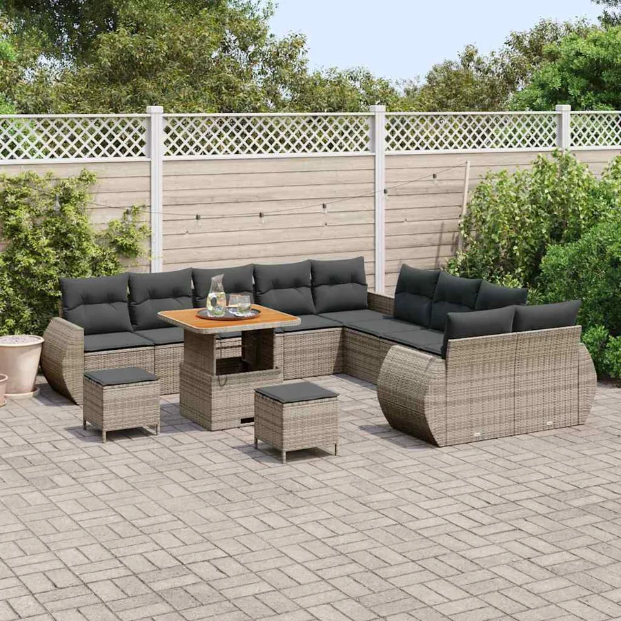 Ensemble de canapé de jardin avec coussin 13 pcs Gris - 3