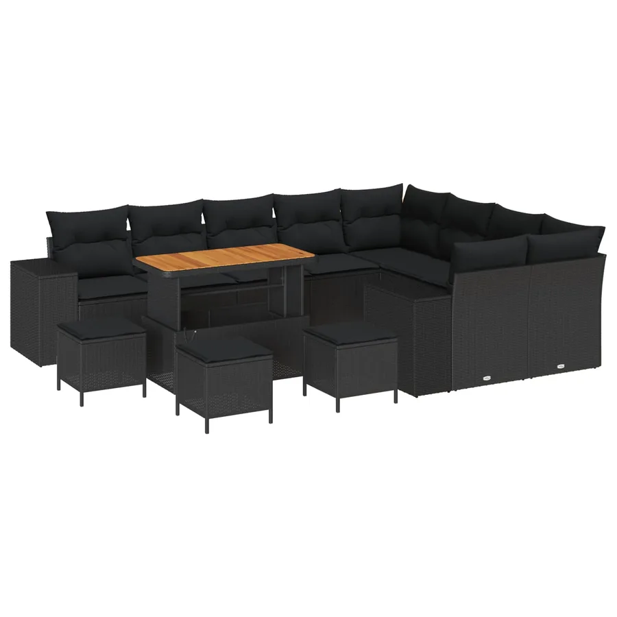 Ensemble de canapé de jardin avec coussin 13 pcs Noir - 2