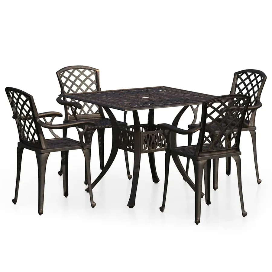Ensemble de bistro 5 pcs Aluminium coulé Bronze - 2