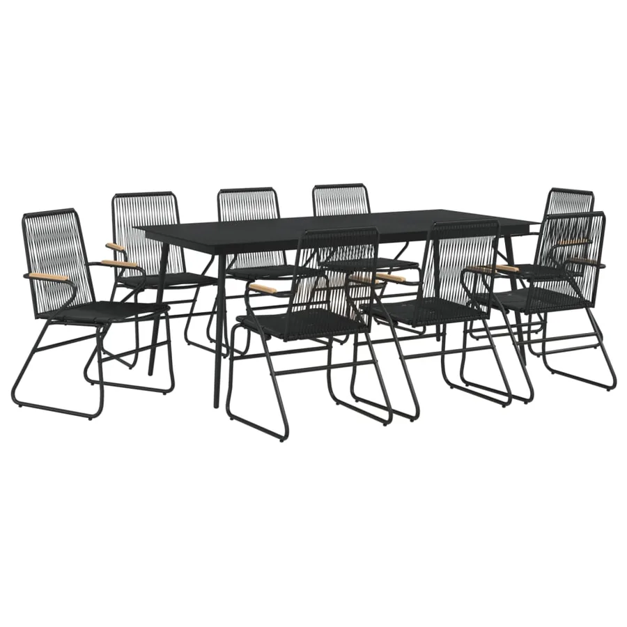 Ensemble à manger de jardin 9 pcs noir rotin PVC - 3