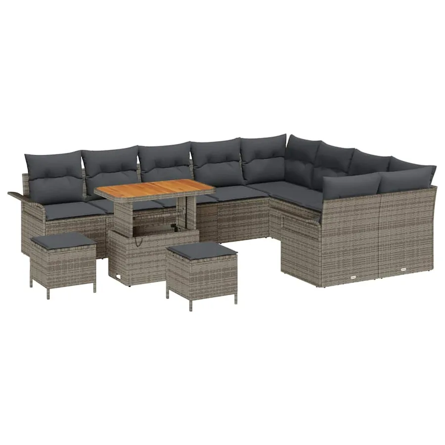 Ensemble de canapé de jardin avec coussin 12 pcs Gris - 2
