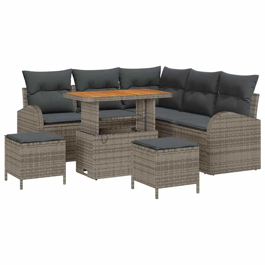 Ensemble de canapé de jardin avec coussin 8 pcs Gris - 2