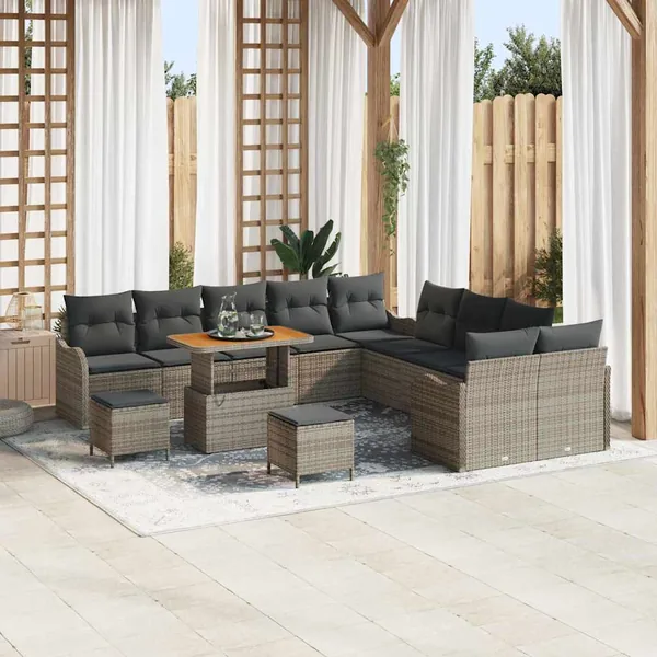 Ensemble de canapé de jardin avec coussin 13 pcs Gris