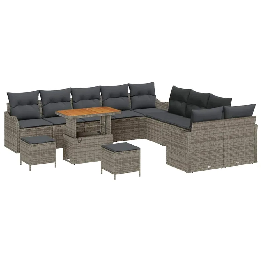 Ensemble de canapé de jardin avec coussin 13 pcs Gris - 2