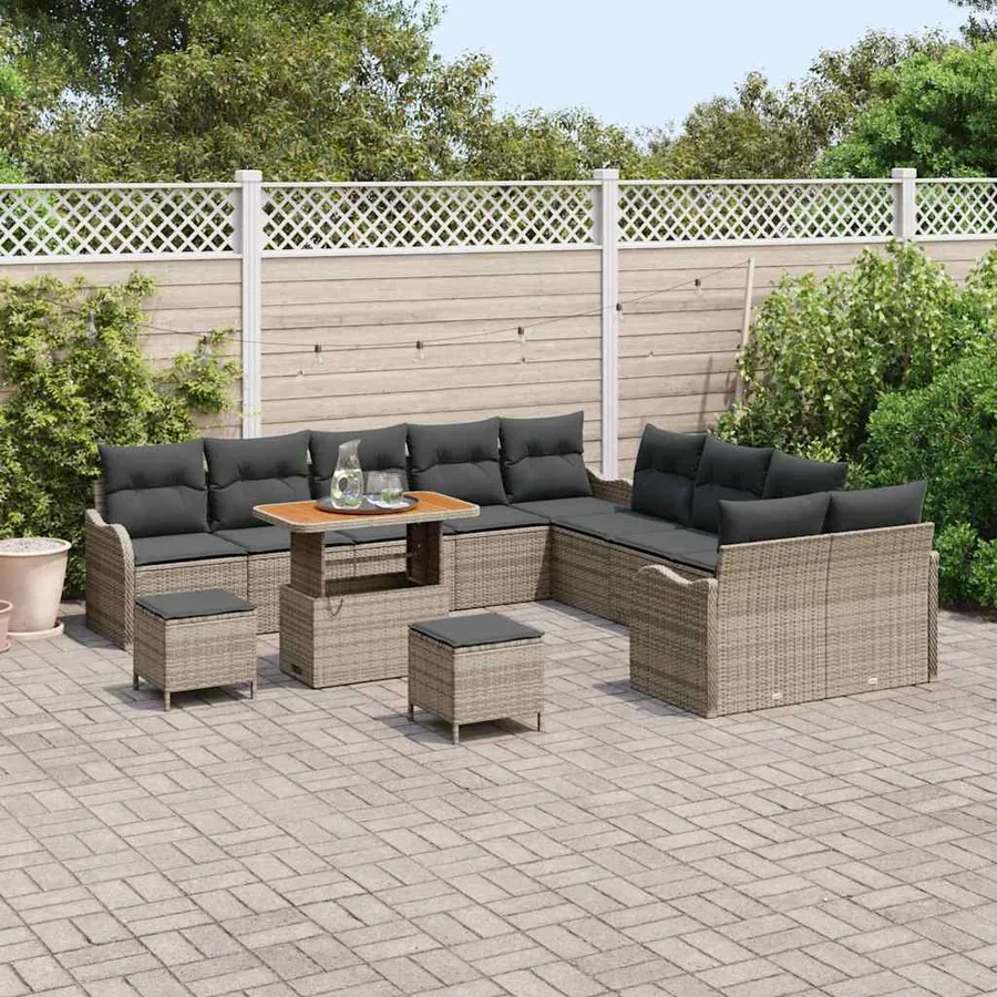 Ensemble de canapé de jardin avec coussin 13 pcs Gris - 3