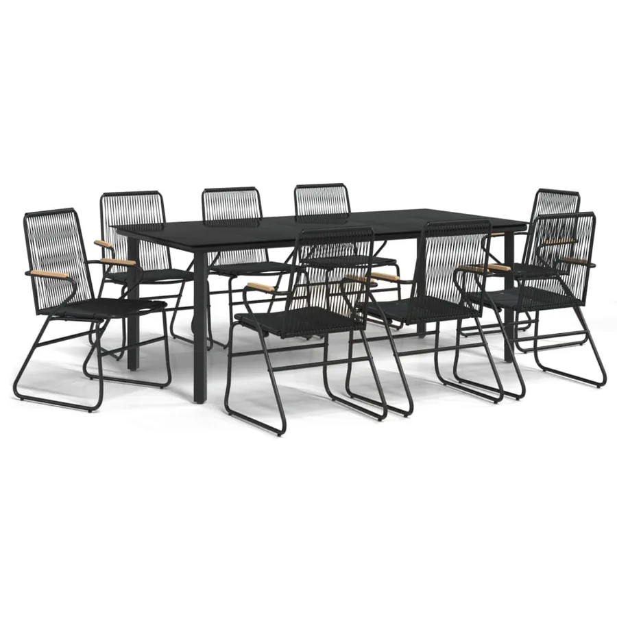 Ensemble à manger de jardin 9 pcs noir rotin PVC - 2