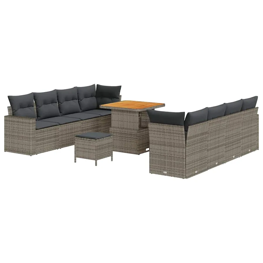 Ensemble de canapé de jardin 11 pcs Gris polyrotin - 2