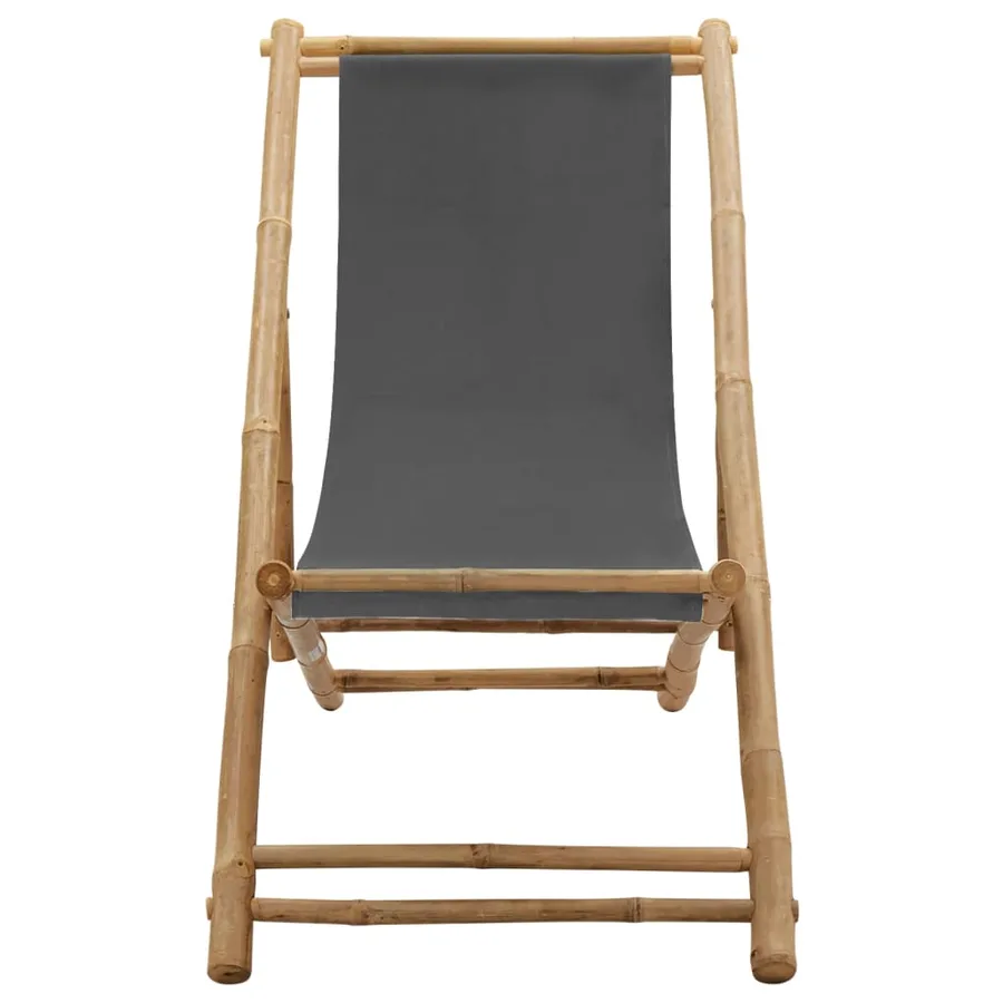 Chaise de terrasse Bambou et toile Gris foncé - 2