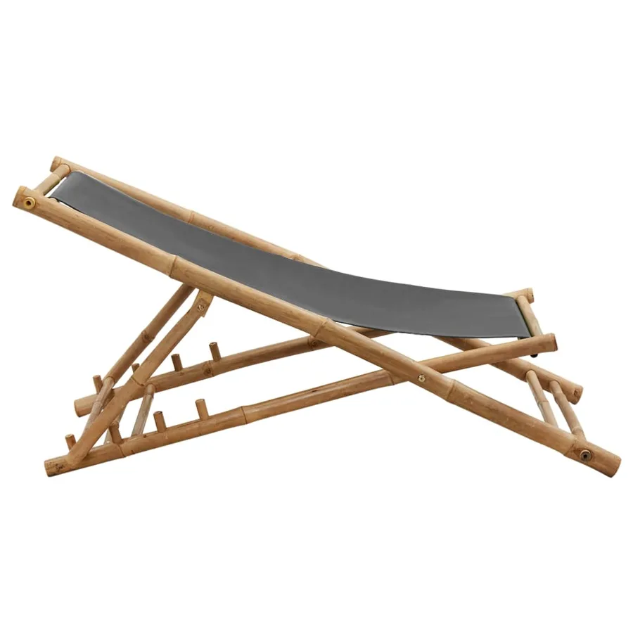 Chaise de terrasse Bambou et toile Gris foncé - 5
