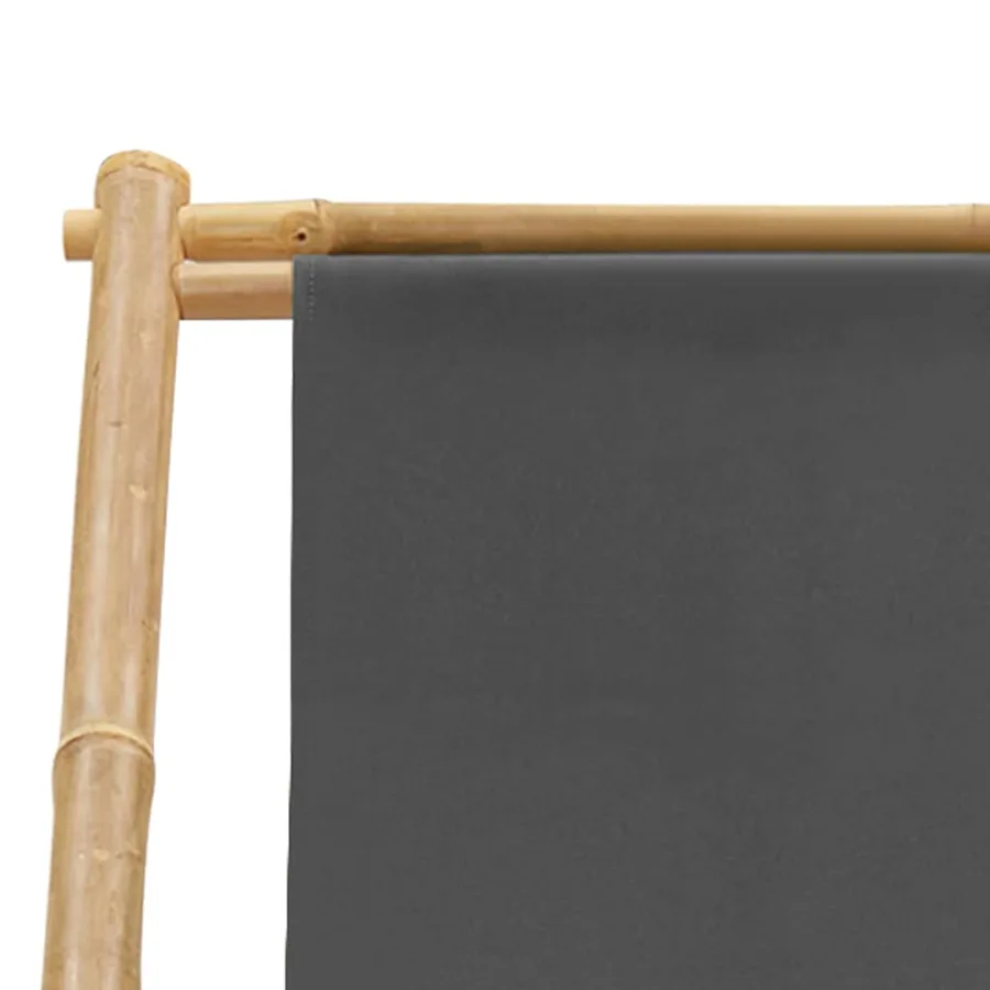 Chaise de terrasse Bambou et toile Gris foncé - 7