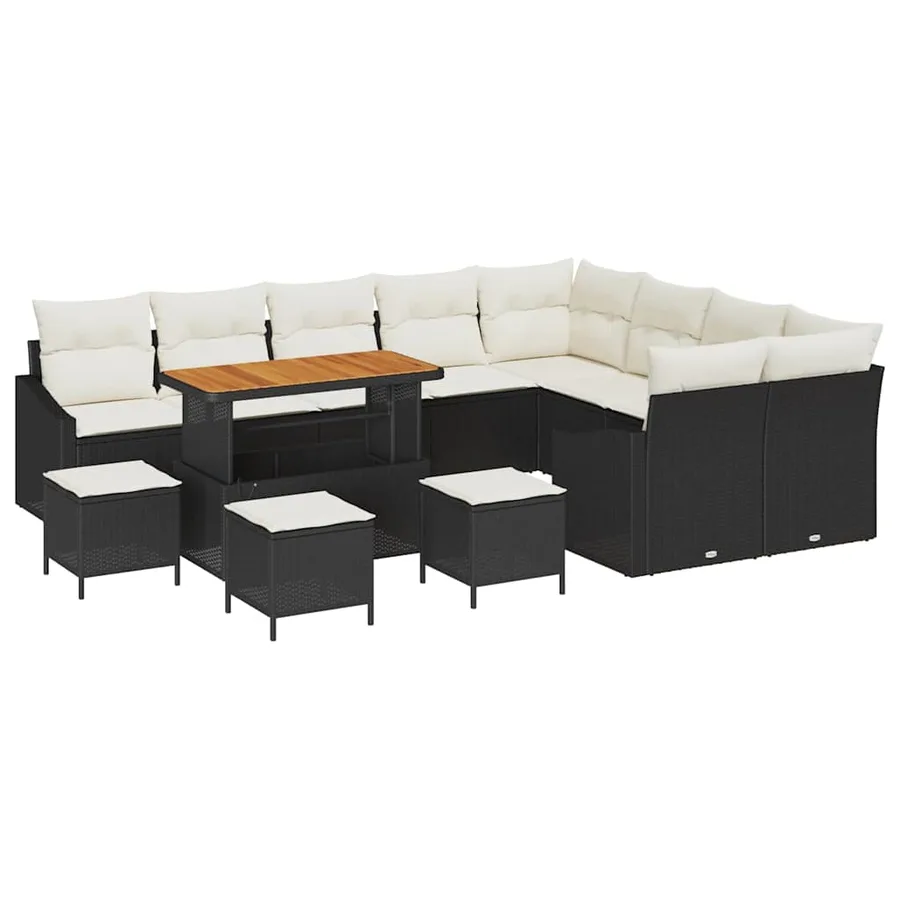Ensemble de canapé de jardin 13 pcs Noir Poly rotin - 2