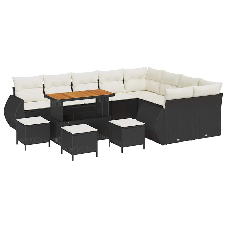 Ensemble de canapé de jardin 13 pcs Noir polyrotin - 2