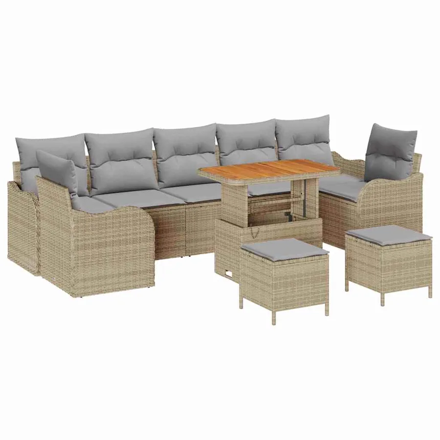Ensemble de canapé de jardin 10 pcs Beige polyrotin - 2