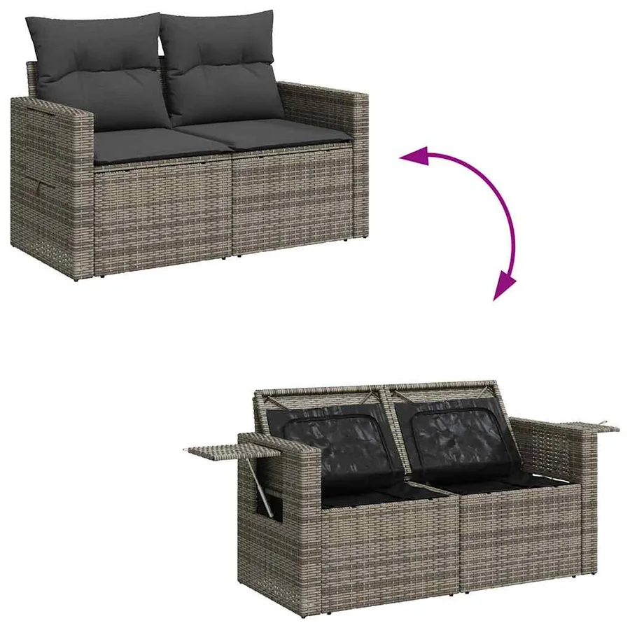 Ensemble de canapé de jardin avec coussin Gris polyrotin - 11