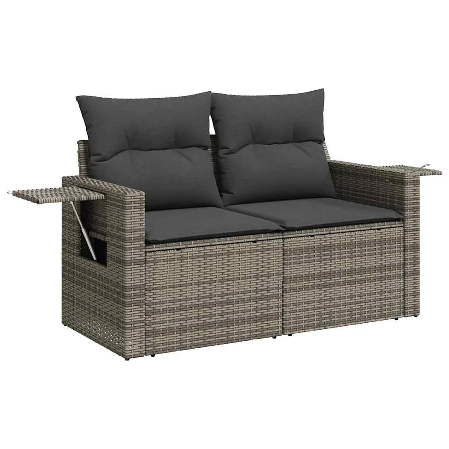 Ensemble de canapé de jardin avec coussin Gris polyrotin - 6