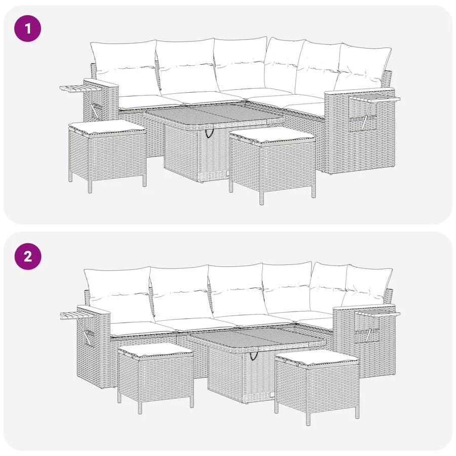 Ensemble de canapé de jardin 8 pcs Gris polyrotin - 11