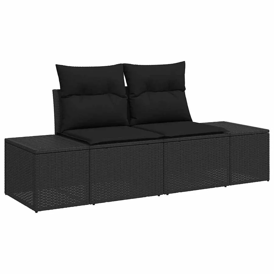Ensemble de canapé de jardin avec coussin 8 pcs Noir polyrotin - 4