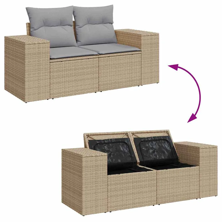 Ensemble de canapé de jardin 9 pcs Beige et Gris clair - 11