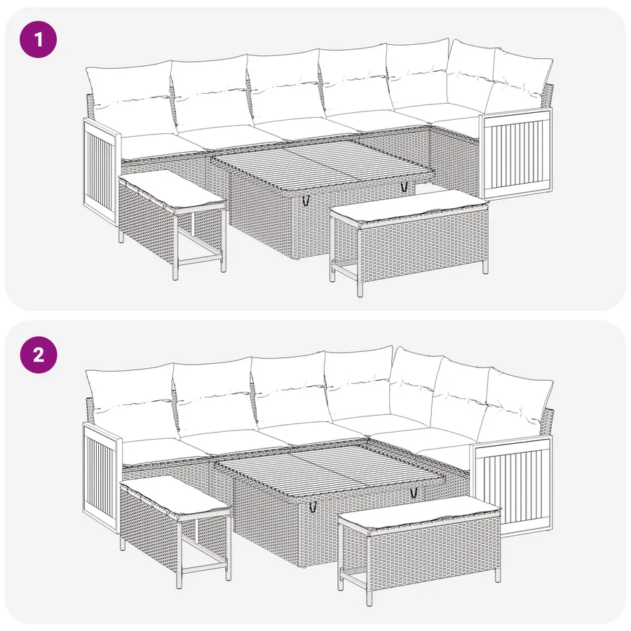 Ensemble de canapé de jardin avec coussin 9 pcs Noir - 10