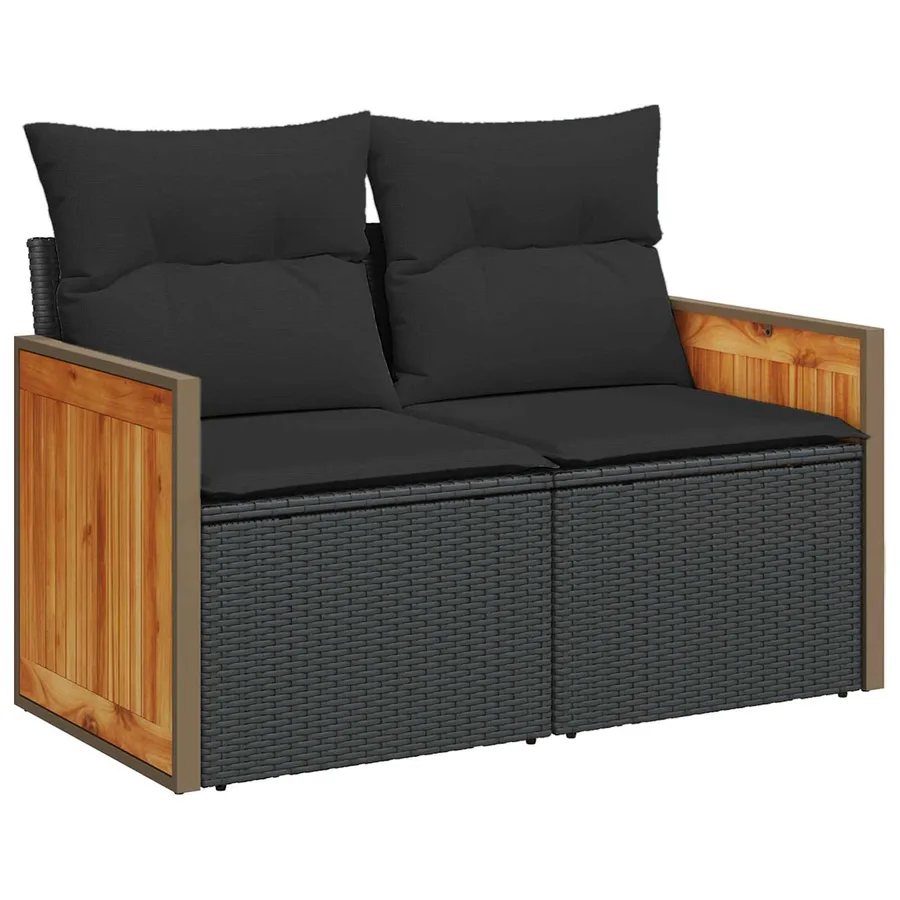 Ensemble de canapé de jardin avec coussin 9 pcs Noir - 6