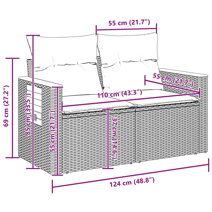 Ensemble de canapé de jardin 12 pcs Gris polyrotin - 13