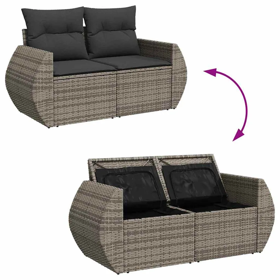 Ensemble de canapé de jardin 11 pcs Gris Poly rotin - 12