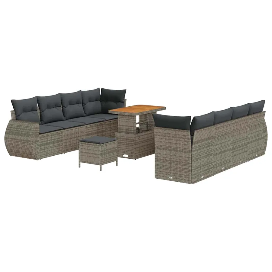 Ensemble de canapé de jardin 11 pcs Gris Poly rotin - 2
