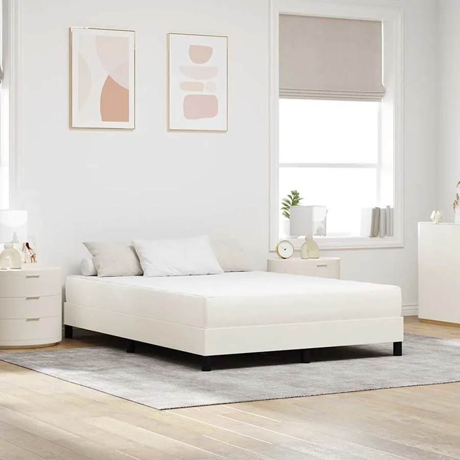 Matelas de Lit avec matelas Crème 160 x 200 cm tissu