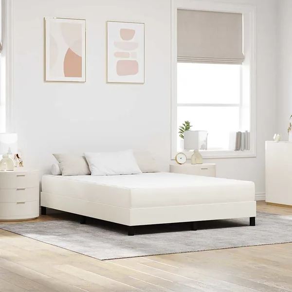 Matelas de Lit avec matelas Crème 160 x 200 cm tissu