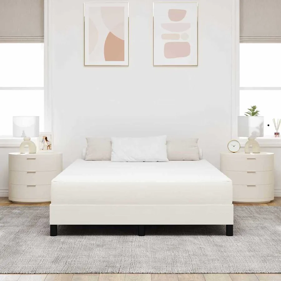 Matelas de Lit avec matelas Crème 160 x 200 cm tissu - 3