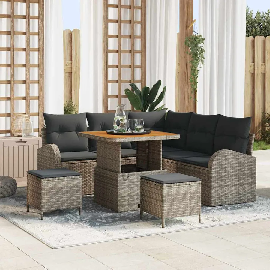 Ensemble de canapé de jardin avec coussin 8 pcs Gris