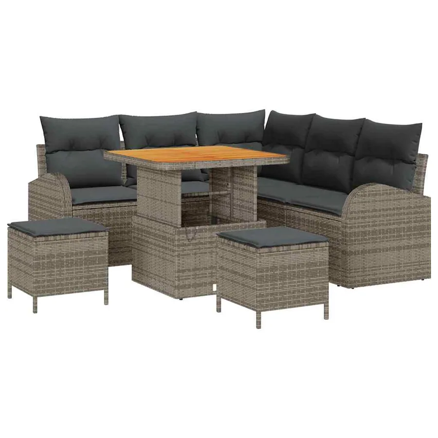 Ensemble de canapé de jardin avec coussin 8 pcs Gris - 2
