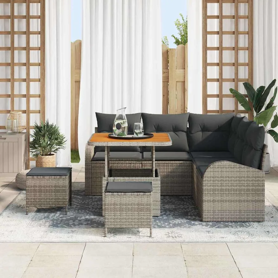 Ensemble de canapé de jardin avec coussin 8 pcs Gris - 3