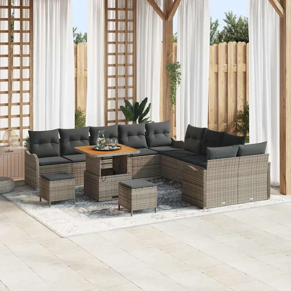Ensemble de canapé de jardin avec coussin 13 pcs Gris