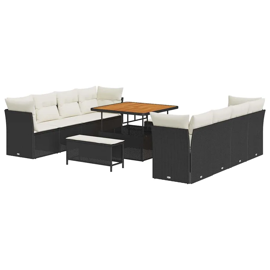 Ensemble de canapé de jardin 11 pcs Noir polyrotin - 2