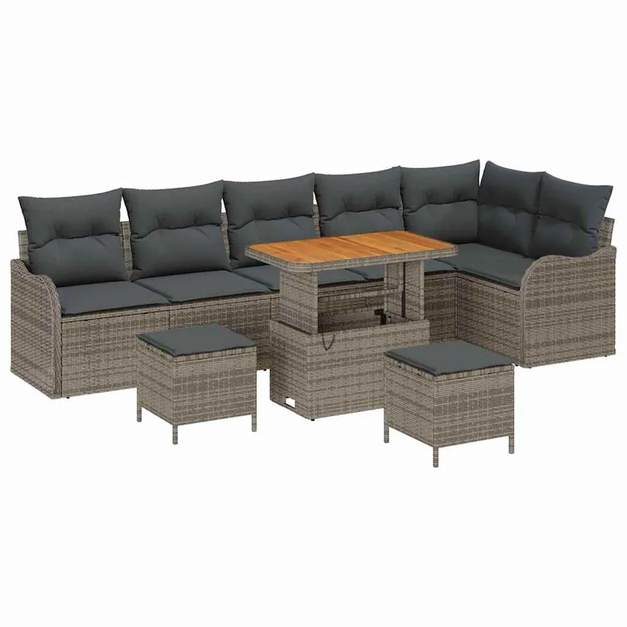 Ensemble de canapé de jardin avec coussin 9 pcs Gris - 2