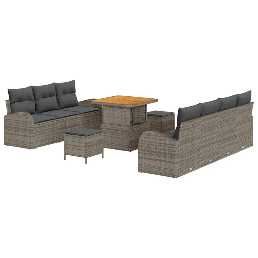 Ensemble de canapé de jardin avec coussin 10 pcs Gris - 2