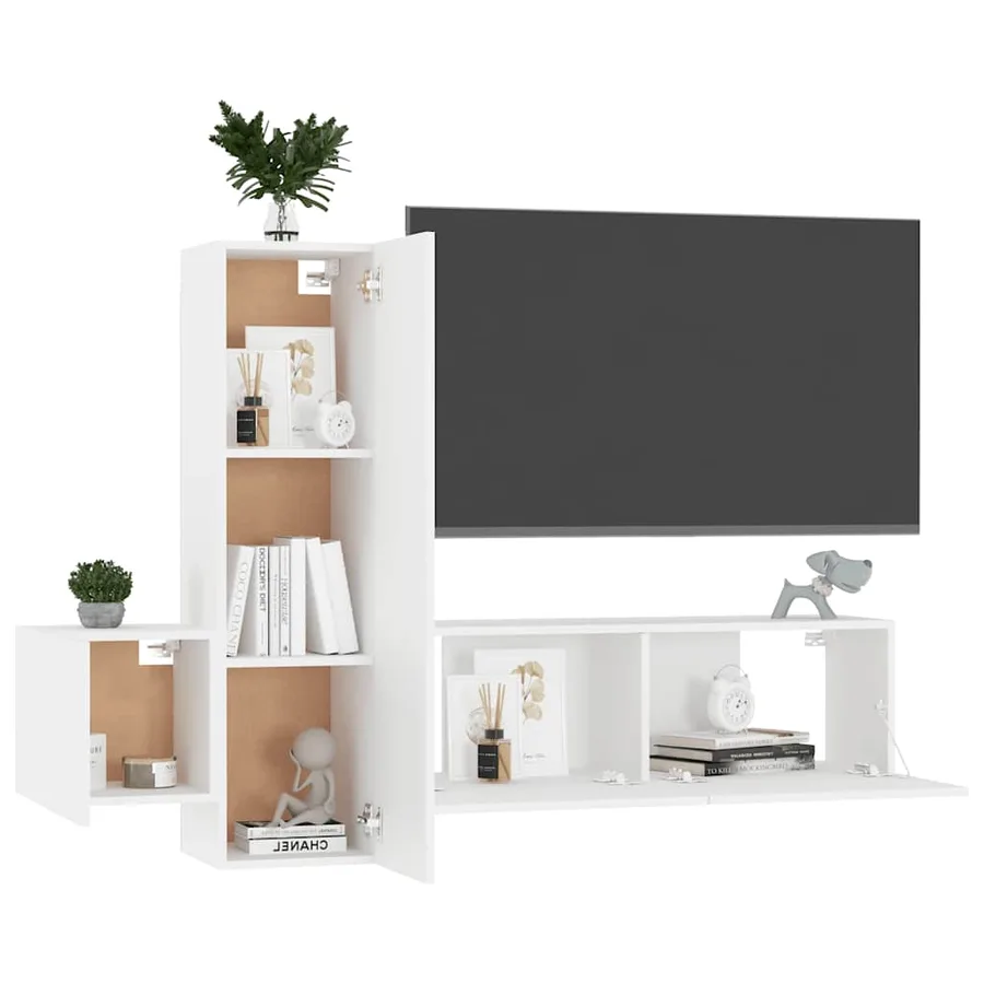Ensemble de meubles TV 3 pcs Blanc Bois d'ingénierie - 3