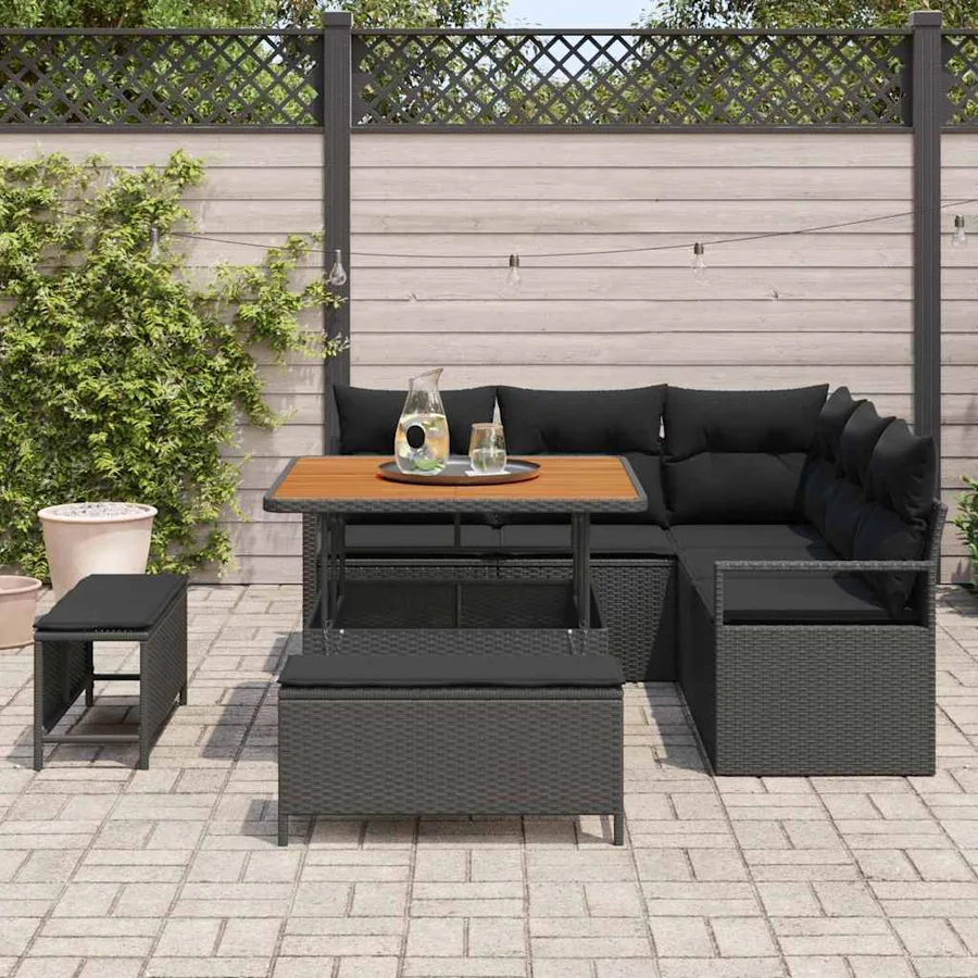 Ensemble de canapé de jardin avec coussin 8 pcs Noir - 3