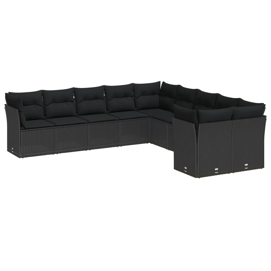 Ensemble de canapé de jardin 13 pcs Noir polyrotin - 2