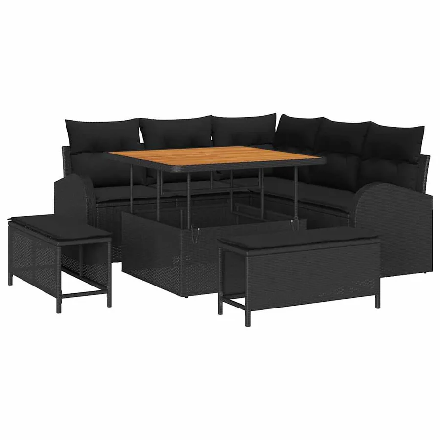 Ensemble de canapé de jardin avec coussin 8 pcs Noir - 2