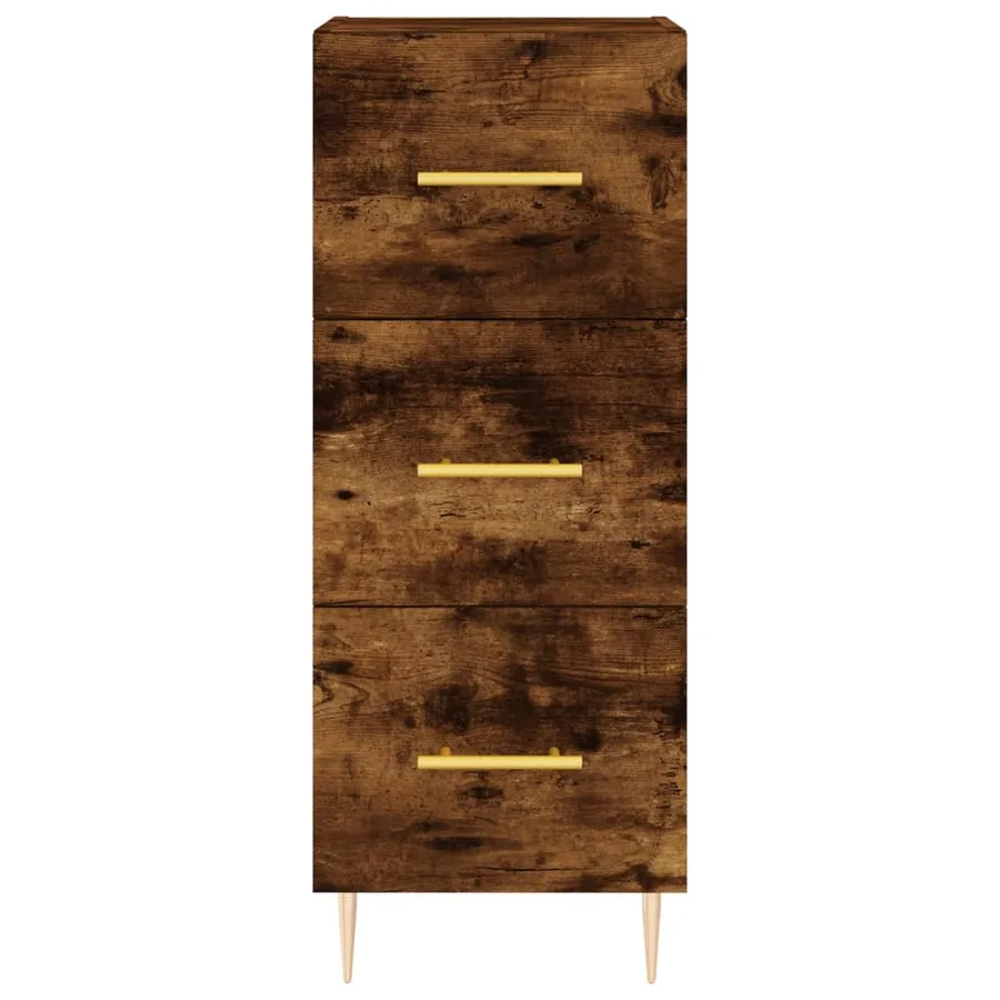 Buffet haut Chêne fumé 34,5x34x180 cm Bois d'ingénierie - 6