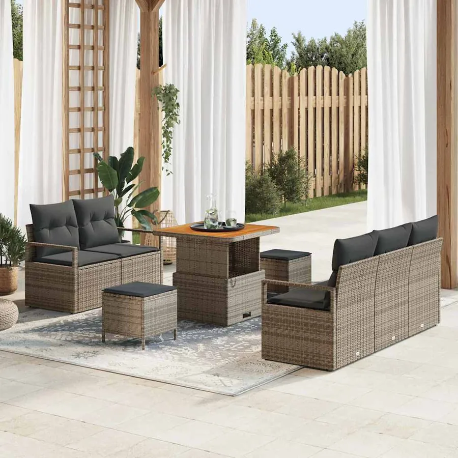 Ensemble de canapé de jardin avec coussin 8 pcs Gris