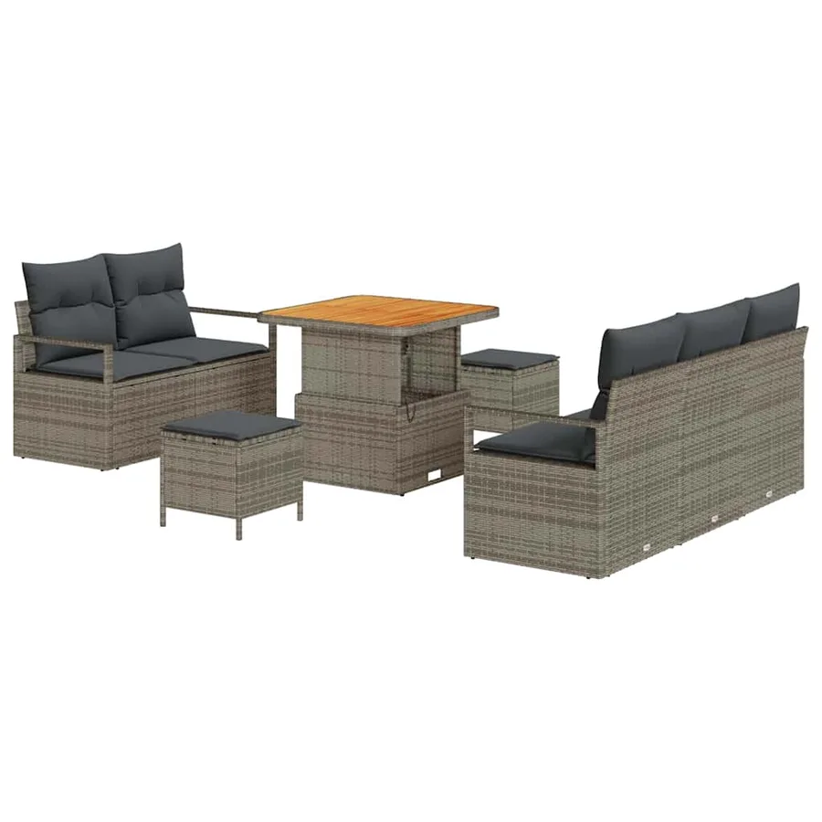 Ensemble de canapé de jardin avec coussin 8 pcs Gris - 2