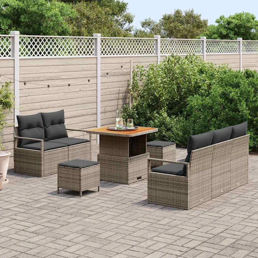 Ensemble de canapé de jardin avec coussin 8 pcs Gris - 3