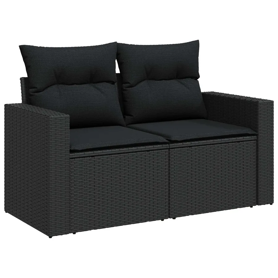 Ensemble de canapé de jardin 13 pcs Noir polyrotin - 4