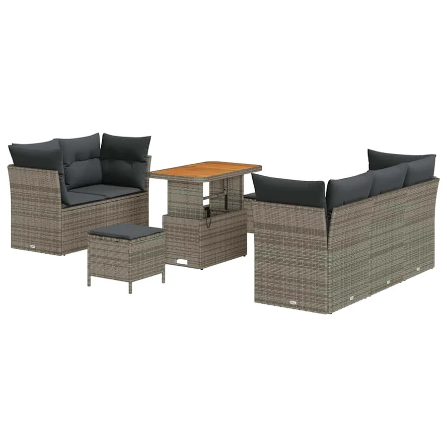 Ensemble de canapé de jardin 8 pcs Gris polyrotin - 2