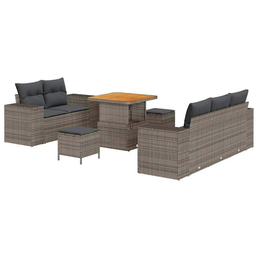 Ensemble de canapé de jardin 8 pcs Gris polyrotin - 2