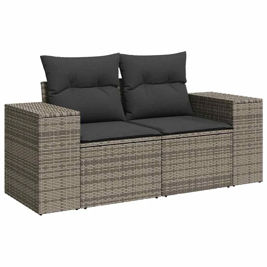 Ensemble de canapé de jardin 8 pcs Gris polyrotin - 6