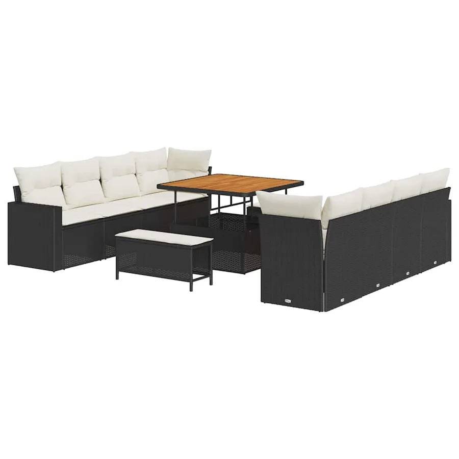 Ensemble de canapé de jardin 11 pcs Noir polyrotin - 2
